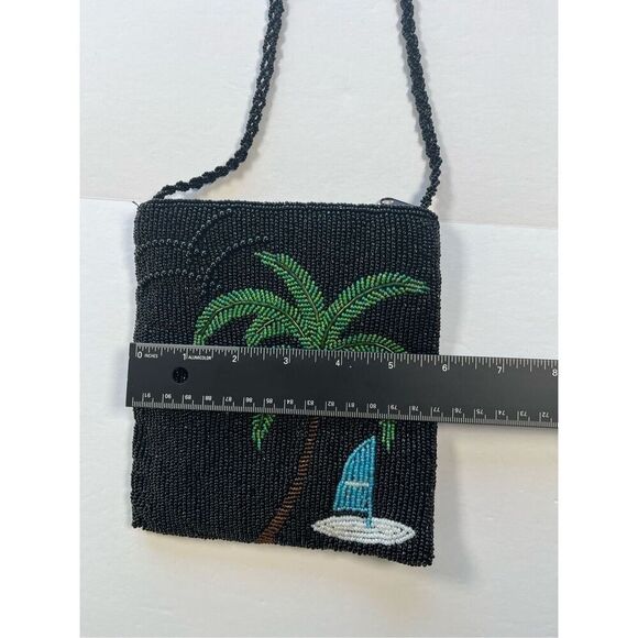Ermo Full Beaded Palm Tree Sail Boat Crossbody Shoulder Evening Bag Lined Zipper - Picture 5 of 8